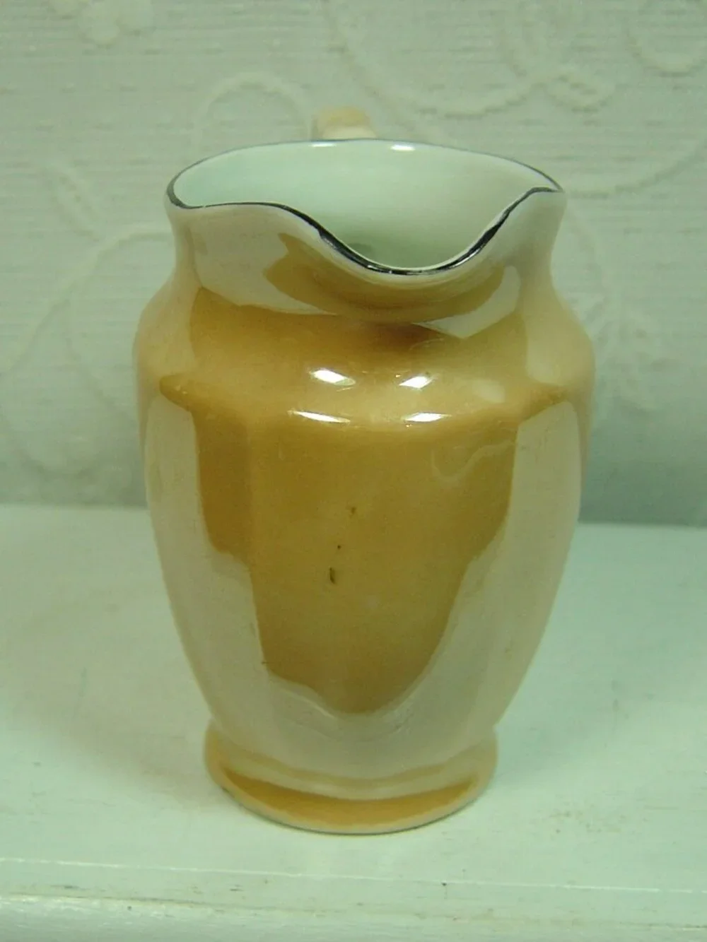 Vintage caramel colored Lusterware creamer/pitcher--3 1/2